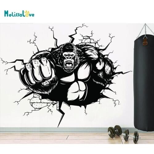 Gorilla Gym Decal Living Room Bedroom Decor Power Fitness Motivation Removable Vinyl Wall Sticker Self-adhesive Murals BD227