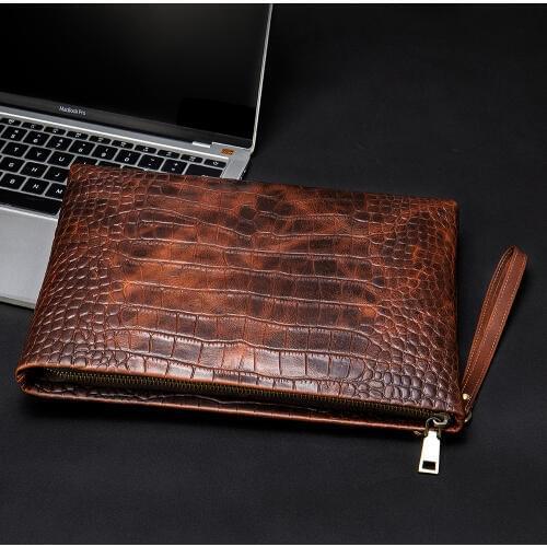 WESTAL mens genuine leather clutch bag for men clutch male money bag card holder crocodile pattern wallet for passport purse