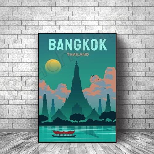 Thailand vintage travel poster, travel gift, travel decoration Bangkok Thailand gift