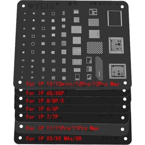 WYLIE iBlack BGA Reballing Stencil CPU RAM Power Wifi IC Plant Tin Net for iPhone 6 7 8 plus x xs max 11 Pro Max 12 12MINI 12PRO