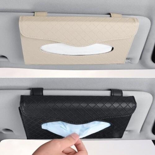 Universal Automotive Tissue Organizer Protective Box Sun Visor Glasses Box Clip on Doors Seat Backs G5AD