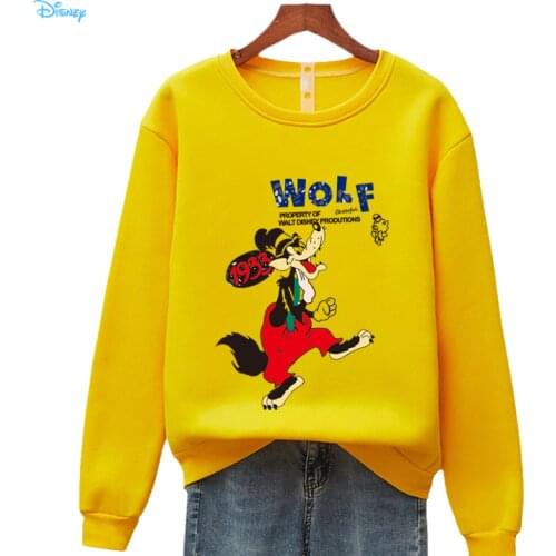 Disney Anime Wolf Cool 90s Aesthetic Womens Sweatshirt Long Sleeve Fleece 15 Colors White Black Pink Hoodies Spring Autumn 2021