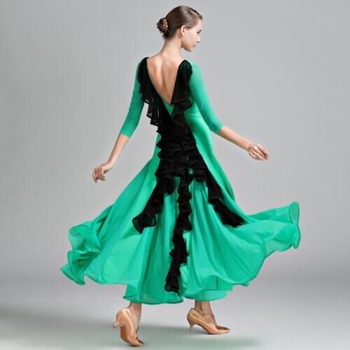 Lady Ballroom Dancing Dress Half Sleeve Waltz Dancing Suit Tango Dancing Wear National Standard Dance Dress Plus Size D0738
