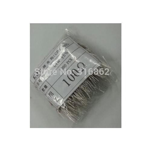 1/4W100R 100 OHM 0.25W 100R 0.25W100OMH Carbon film 5% 1000pcs/LOT Free shipping
