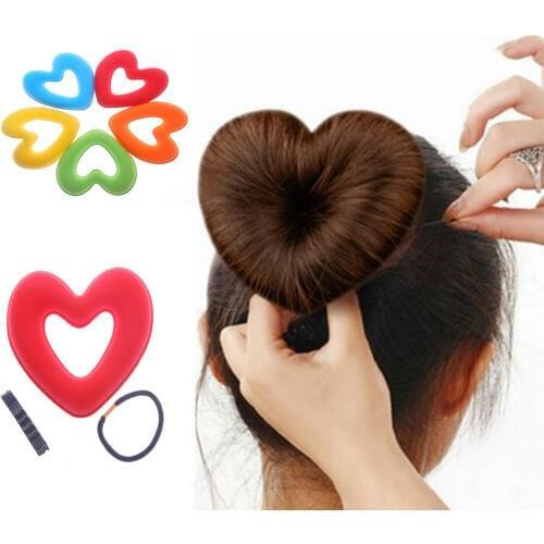 1set Hair Donut Bun Heart Maker Hot Magic Foam Sponge Headwear disk Hair Device Bun Updo Accesories Hair Tool