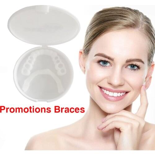 1 pair Perfect Fit Teeth Whitening Fake Tooth Cover Snap On Silicone Smile Veneers Teeth Upper Beauty Tool Cosmetic Dental care