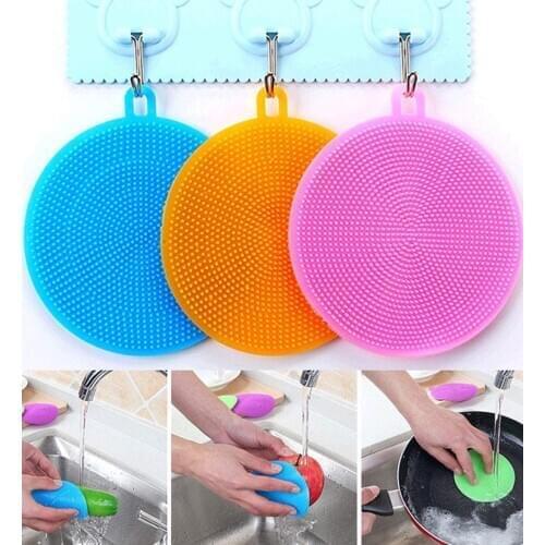 1 Pcs Silicone Dish Washing Brush Silicone Scouring Pad Fruit Vegetable Dish Washing Brush Kitchen Pot Cleaning Washing Tool