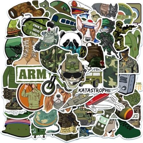10/30/50 PCS Soldier Military Character Camouflage Cartoon Graffiti Boy Toy Mobile Phone Notebook Waterproof Stickers Wholesale