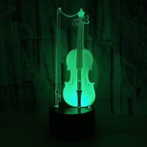3D Led Cello Modelling Night Lights 7 Colorful Musical Instruments Desk Lamp Usb Bedroom Sleep Lighting Fixtures Decor Toy Gifts