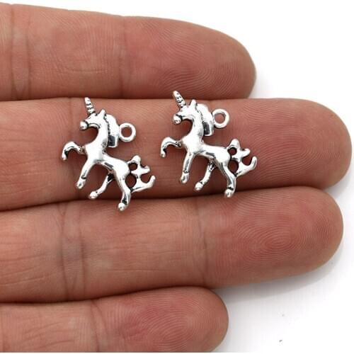 40pcs Tibetan Silver Plated Unicorn Charms Pendants Jewelry Making DIY Handmade Accessories 16X20mm
