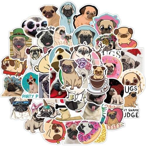 50PCS Kawaii Pug Dog Animal Stickers Gift For Girl Cute Puppy Decal To DIY Stationery Phone Laptop Bicycle Water Cup Sticker