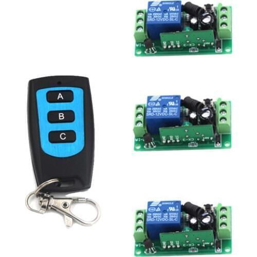 DC 9V 12V 24V Wireless Remote Control Switch 1CH 10A Relay Receiver 3CH Waterproof Transmitter Remote Switching 315Mhz/433Mhz