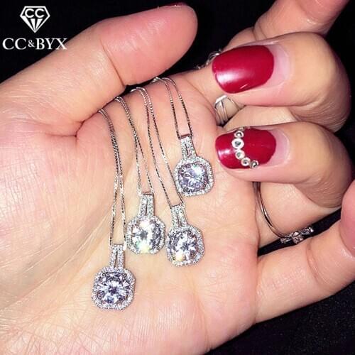 CC Necklaces Pendants For Women Bridal Wedding Engagement Fashion Jewelry Cubic Zirconia Square Stone Pendant Accessories CCN501