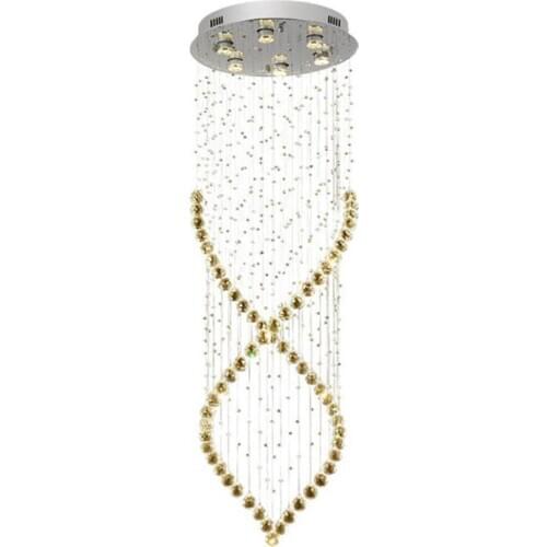 D50*H150cm Contemporary Swirl Chandelier Lighting for Foyer Dining Room Kitchen Chandelier Fixture with clear crystal balls