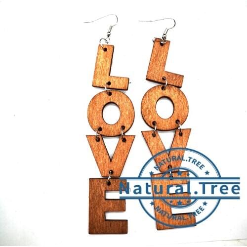 2020 LOVE wooden earrings