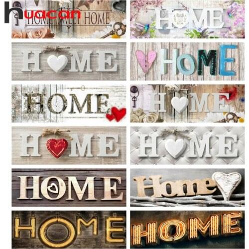 Huacan 5D DIY Diamond Painting Home Sweet Home Art Full Square/Round Diamond Embroidery Mosaic Text Kit Decorations