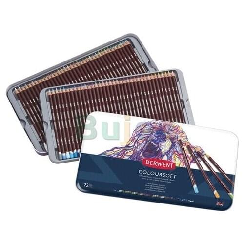 Derwent colored pencil colorsoft 12 24 36 color set Oil-based colored pencils,8mm round shaft 4mm core Tin box set art supplies