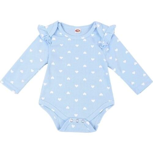 2021 Newborn Baby Girls Jumpsuit Cute Heart-shaped Print Romper Infant Toddler Baby Home Wear 0-18M