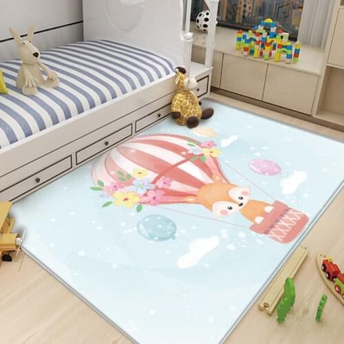 Hot Sale Balloon Blue Fox Pattern Non-Slip Children Flannel Carpet Baby Hand Print Carpet Baby Play Mat Fashion Children Carpet
