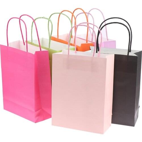 Multi Color DIY Multifunction Color Kraft Paper Bag with Handles Festival Gift Bag Shopping Paper Bags Clothes Gifts Packing Bag