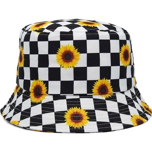 Fashion Fisherman Hat Womens Outdoor Plaid Floral Print Bucket Hats for Men