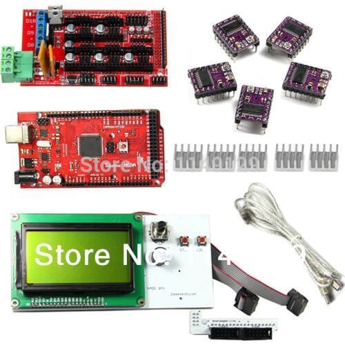 3D Start Kits Rectangle LCD12864 controller display and Adaptor+5PCS DRV8825 Stepper Motor Driver+RAMPS1.4+Iduino Mega2560