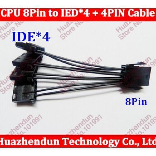 New High Quality CPU 8pin to 4PIN IDE Cable adapter 10CM 18AWG Black color