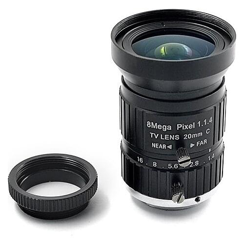 8 million HD industrial camera lens 20mm 1-inch low distortion C-mount machine vision inspection industrial lens