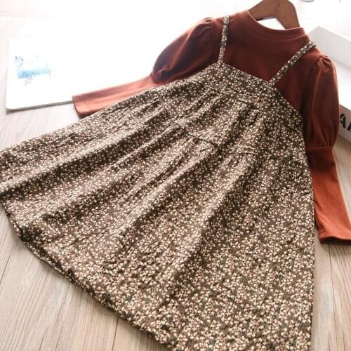 Wholesale girls sets baby girl t shirts and floral strapless dress 2pcs outfits kids suits