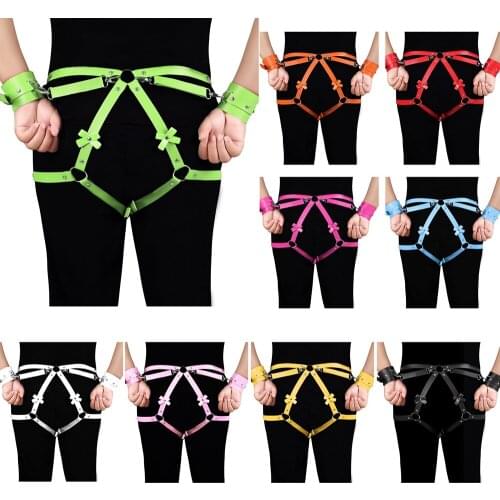 Sexy Punk PU Leather Dance Rave Wear Body Harness Fashion Harajuku Harness Bondage Tight Women Garter Belt Leg Suspender Strap