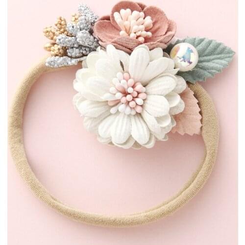 Pearl Floral Baby Headband Elegant Flower Hair Bands For Children Elastic Kids Headwear For New Born Girls Hair Accessories 2021