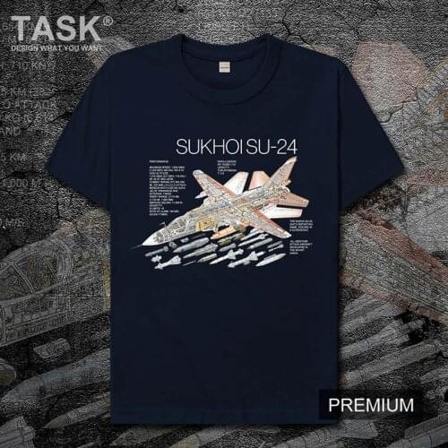 Russia Air Force Sukhoi Su24 Fighter printed short-sleeved t-shirt mens weapon fan O-Neck sport hipster cotton half sleeve tees
