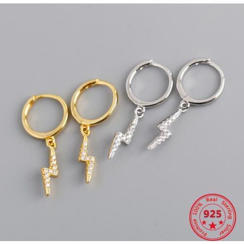 BITWBI 925 Sterling Silver Earrings European And American Style Micro Diamonds Fashion Small Lightning Design To Send Girlfriend