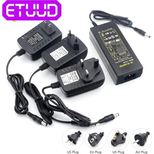 Power Adapter AC 110-240V DC 12V 5A Universal Supply Charger adapter Eu Us UK AU Plug for LED Strip Lights Surveillance Camera
