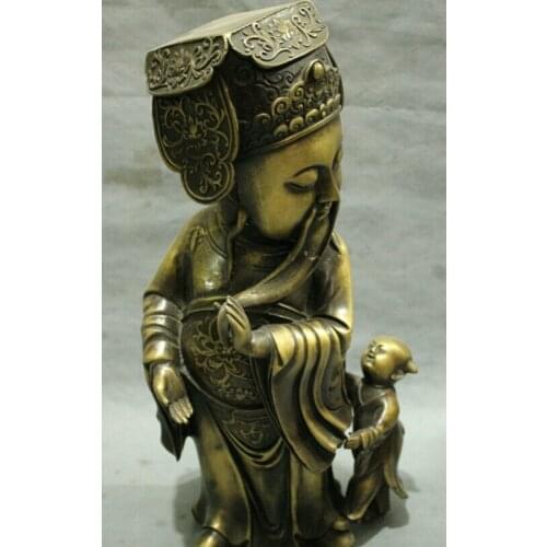 USPS to USA S1693 20" FengShui Chinese Bronze Copper Longevity Fu Kid Child Mammon God Statue