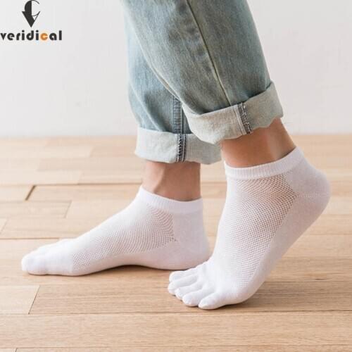 Veridical 5 Pairs/Lot Cotton 5 Finger Socks Men Summer Mesh Breathable Socks With Toes Male Boy Calcetines Ankle No Show Socks