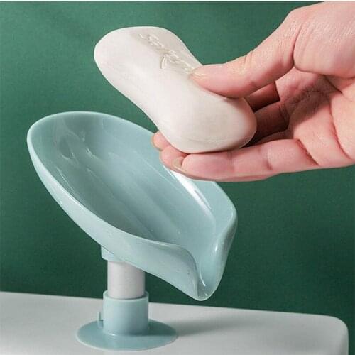 Soap Box Soap Dish Leaf Shaped Soap Holder Tray Vertical Suction Cup Storage Tray Multifunction Drain Rack Bathroom Accessories