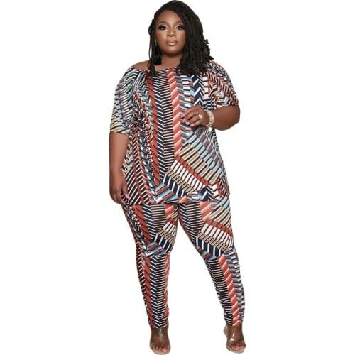 Large Size Plus Womens Pajamas Slim Printed Two-Piece Set Wholesale