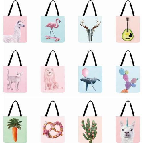 Ladies Shoulder Bag Modern Art Printed Tote Bag For Women Outdoor Beach Bag Foldable Shopping Bag Linen Fabric Bag Handbag