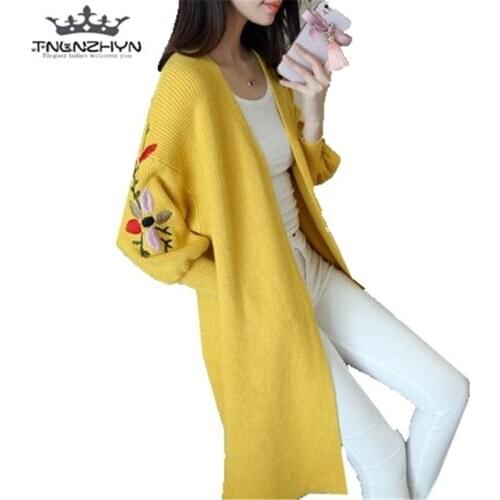 Tnlnzhyn 2019 Autumn Winter Women Sweaters Loose Lantern Sleeves Cardigans Sweaters Casual Knitted Cardigans Ladies Coat Y401
