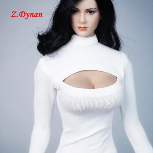 1/6 Female soldier red sexy Low-cut dress long sleeve sweater party skirt for 12" big chest Jiaou doll TBLeague Figure Body