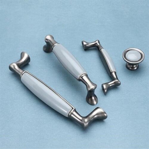 1Pc Minimalist Design Ceramic Cabinet Door HandleElegant Blue Cabinet Door Drawer Single Hole Handles Furniture Pulls Hardware