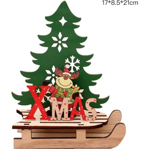 1PC New Year DIY Decor Santa Snowman Elk Xmas SledgeOrnaments Christmas Decorationsfor Home Crafts Wooden PuzzleGifts