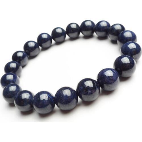 2018 Newly Natural Genuine Deep Blue Gems Stone Crystal Round Beads Bracelet Jewelry Stretch Charm Bracelets For Women 12mm