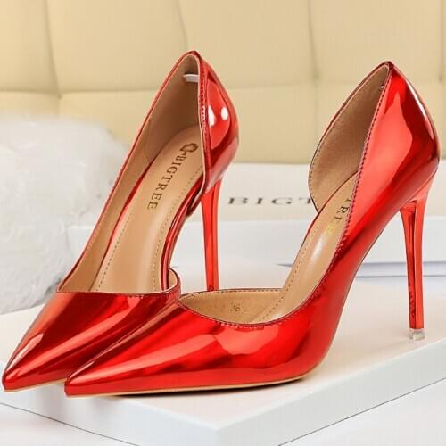 2021 Plus Size 43 Women 10.5cm High Heels Gold Pump Blue Escarpins Luxury Tacons Lady Stiletto Fetish Scarpins Quality Red Shoes