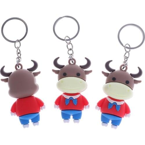 2021 Year of the Ox Keychain Cow Doll Keychain Car Key Chain Bag Pendant Keyring key storage 1pc car key ring