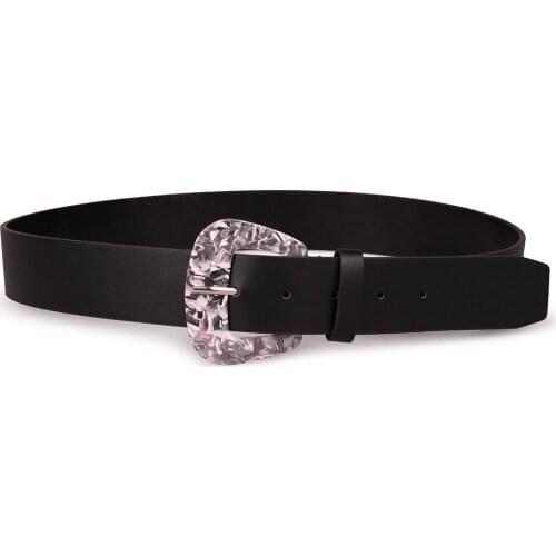 2021 Women Belt Classic Fashion Solid Leather Waistband Circle Buckle Wide Belt Blue Khaki Black Belts BY26