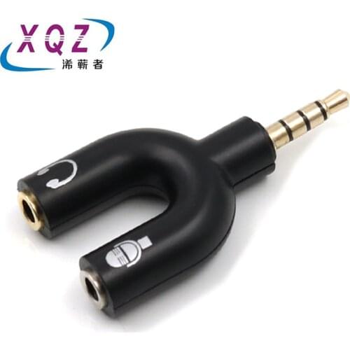 3.5mm Splitter Stereo Plug U-shape Stereo Audio Mic & Headphone Earphone Splitter Adapters for Smartphone MP3 MP4 Player