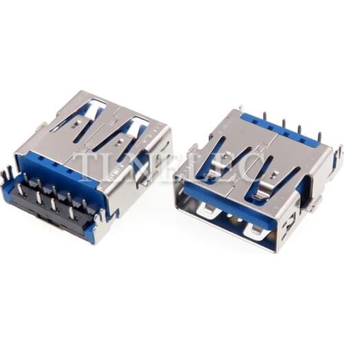 5pcs Type A USB 3.0 Female Connector Socket Jack 90 Degree 9 Pins Insert Flat Edge Plug Port for Laptop Motherboard Interface