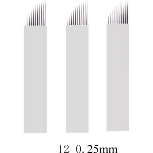 50pcs 0.25mm Lamina 12 Pontas Flex 0.25m Permannet MicroBlade Needles For Manual Pen Pigment Use Eyebrow Tattoo Permanent Makeup